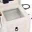 Meuble-lavabo blanc avec miroir à DEL mobile, réglage de la luminosité, plateau en verre, prise de recharge, 4 tiroirs, 2 armoires et tabouret