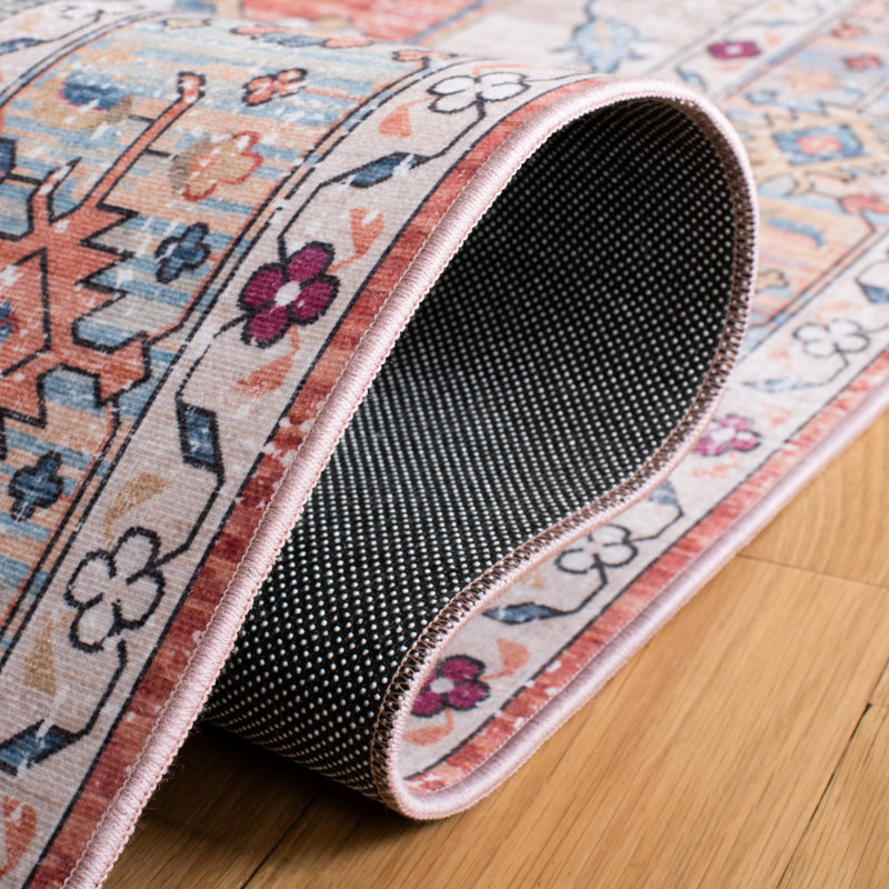 Tapis beige / bleu Allana, Tapis de couloir 2 pi 6 po x 16 pi