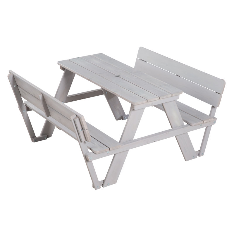 Kids 4 Piece Solid Wood Rectangular and Chair Set and Bench