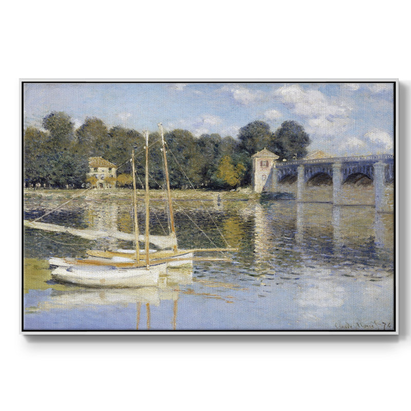 Monet, reproduction d'art encadrée sur toile par Claude Monet, H 17 po x l 25 po x P 2 po, Blanc