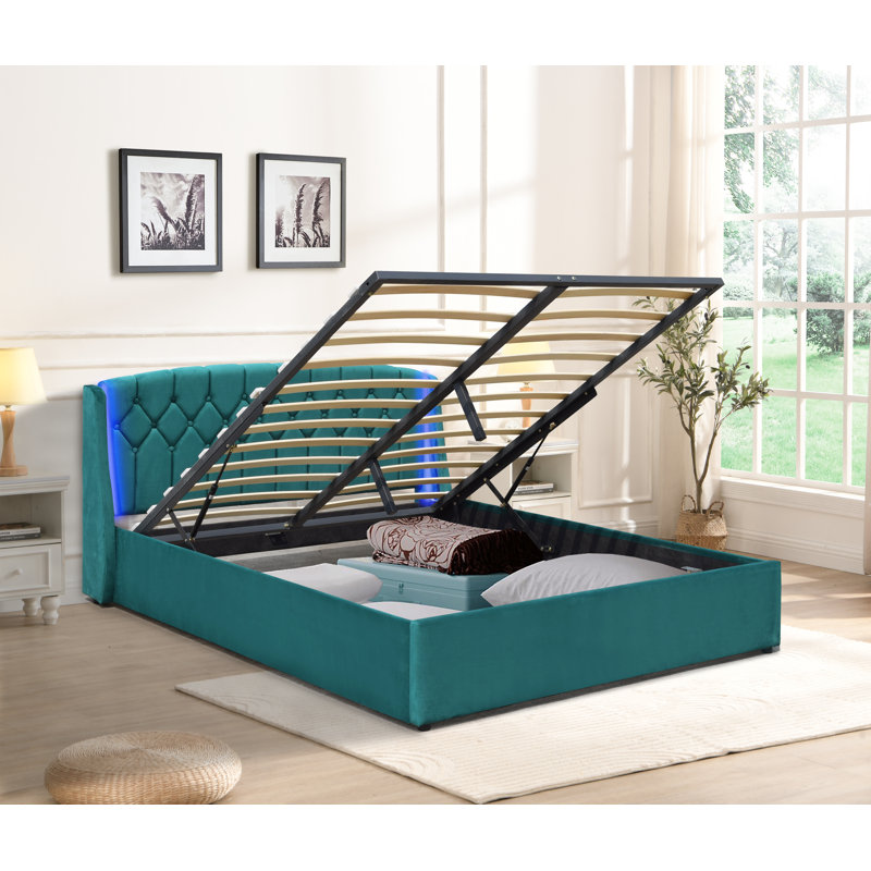 Addai Upholstered Ottoman Storage Bed, Green