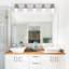 Luminaire de salle de bain au-dessus d'un miroir avec abat-jour en verre transparent, luminaire mural noir à 5 lumières pour le couloir de la cuisine de la chambre à coucher, base E26.-322562948