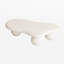 40 Inch Cream White Cloud Shaped Coffee Table For Living Room, Elegant With Irregular Shape, Spacious Desktop Books, Construction 3 Legs, Pet - Design, Quick Assembly In White, Ideal Top Lacquered