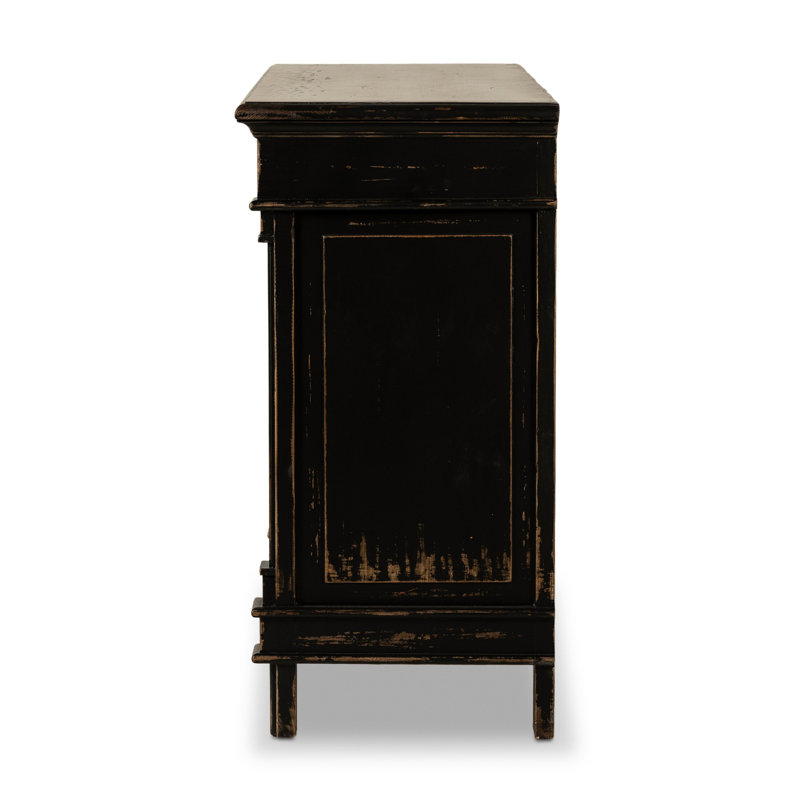 Marjorie 66.25 in. W Solid Wood Sideboard, Distressed Black