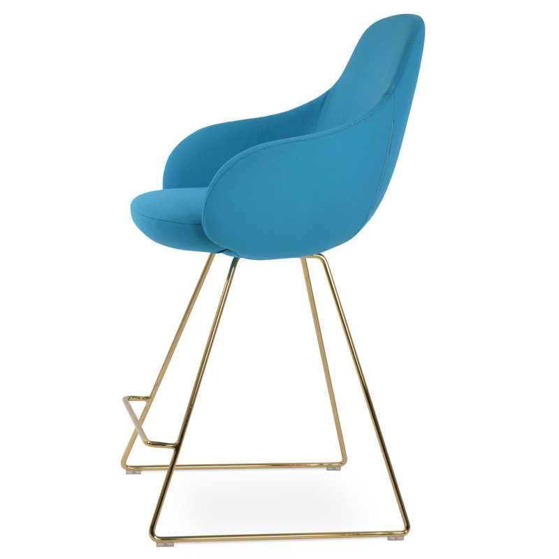 Tabouret avec accoudoirs Gazel, Tabouret de comptoir (siège d'une hauteur de 25,5, Chrome