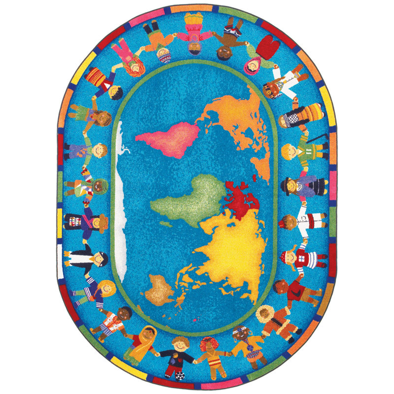 Tapis «Hands Around The World» par Joy Carpets, Ovale 5 pi 4 po x 7 pi 8 po