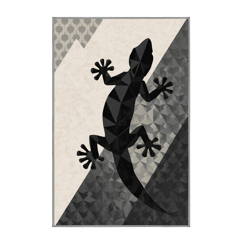 Tapis beige moderne lavable à la machine Ozain Gecko , 5 x 8