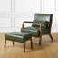 Tabouret et chaise d'appoint en similicuir de style Mid-Century avec pieds en bois d'hévéa noyer-1306297613