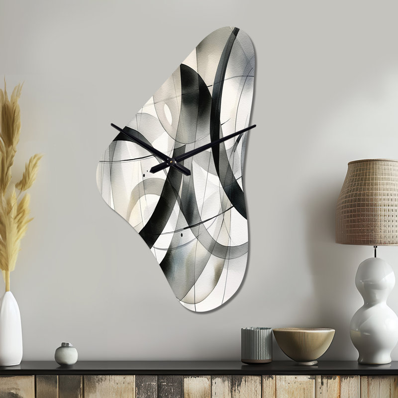 Keistutis Abstract Neutral XV - horloge géométrique asymétrique en métal, Grand