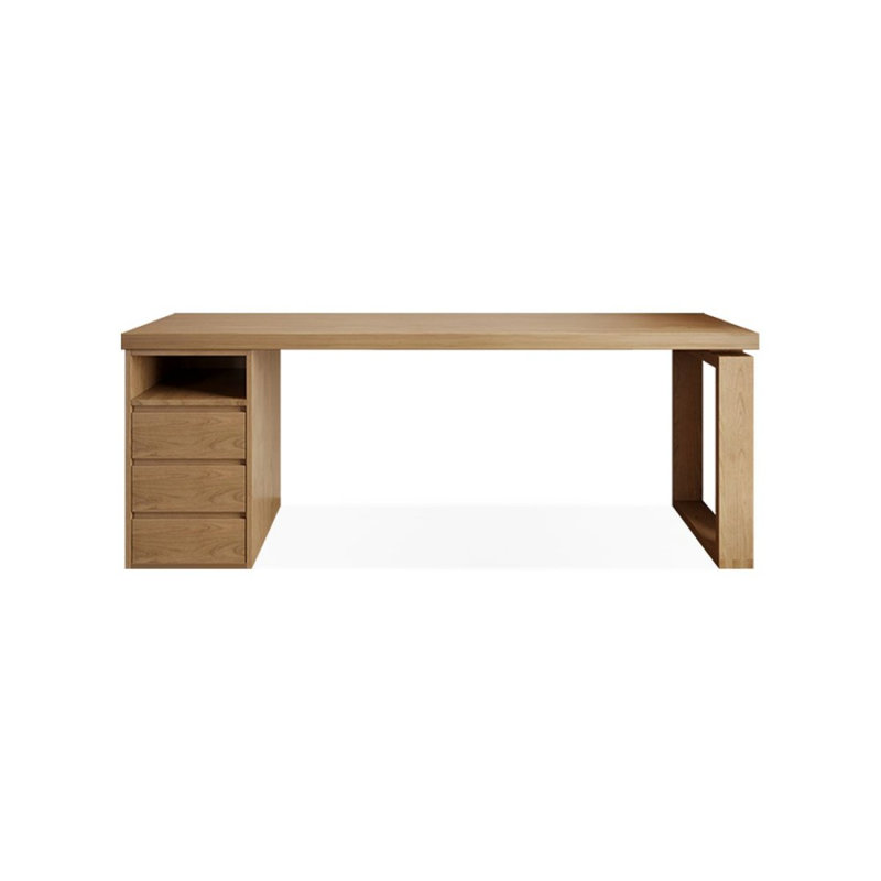 Bureau d'ordinateur robuste en pin massif avec tiroirs de rangement, 29.53" H x 70.87" W x 23.62" D, Left Hand Return