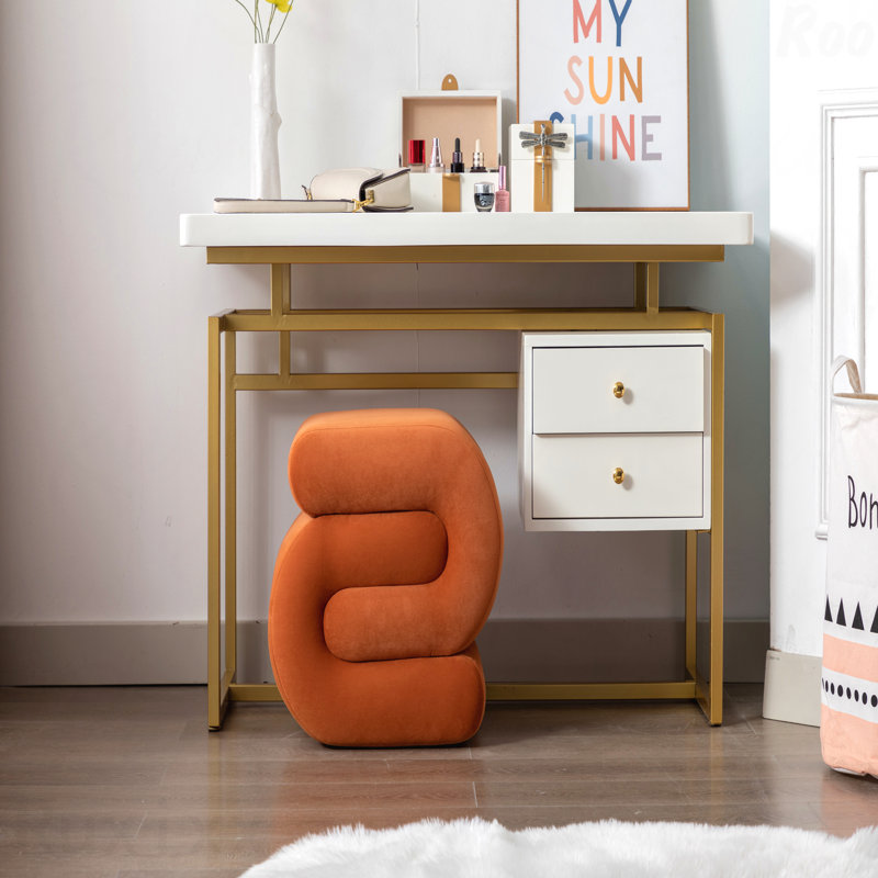 Repose-pieds rembourré en velours - Tabouret et repose-pieds, Velours - Orange