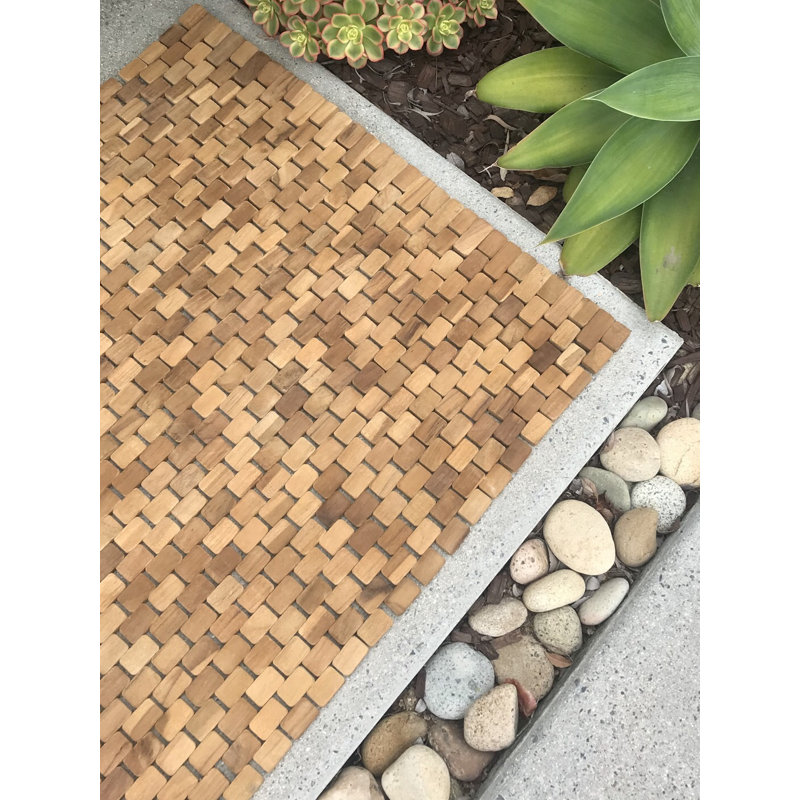Tapis pour salle de bain Emera, Teck naturel
