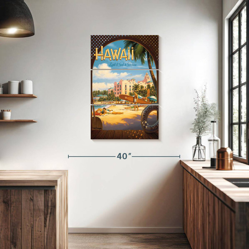 Gillard Hawaii, terre de surf et de soleil, H 38 po x l 24 po