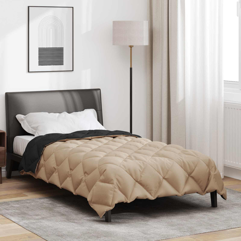  Winter Duvet Black And Taupe 240 X 260 Cm Microfiber, 135 x 220 cm