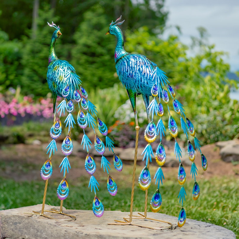 Ensemble de 2 statues paon Windcrest
