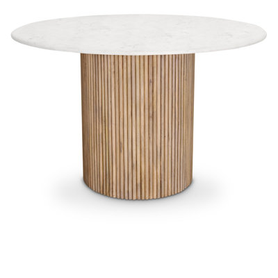 Hughie Round Marble Top Solid Wood Base Dining Table