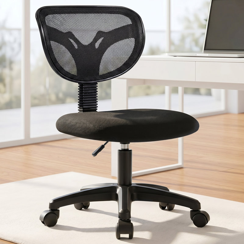 Chaise de bureau compacte en maille sans accoudoirs Ethan, Noir