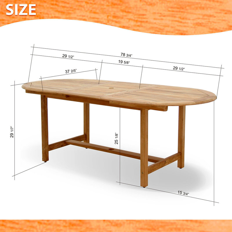 Audre Extendable Oval Teak Outdoor Dining Table