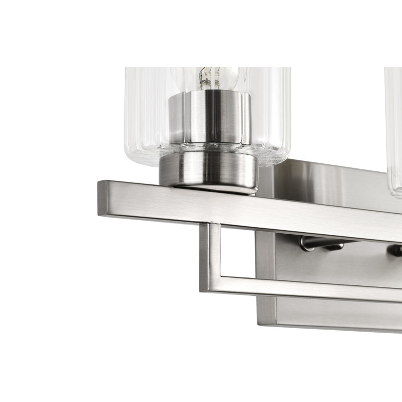 3-light Modern Vanity Light With Clear Beveled Glass Shades, Brushed Nickel