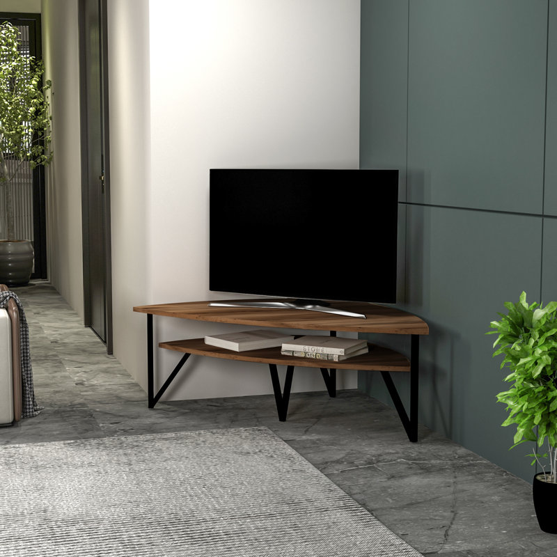 Addley Corner TV Stand for TVs up to 55", Light walnut