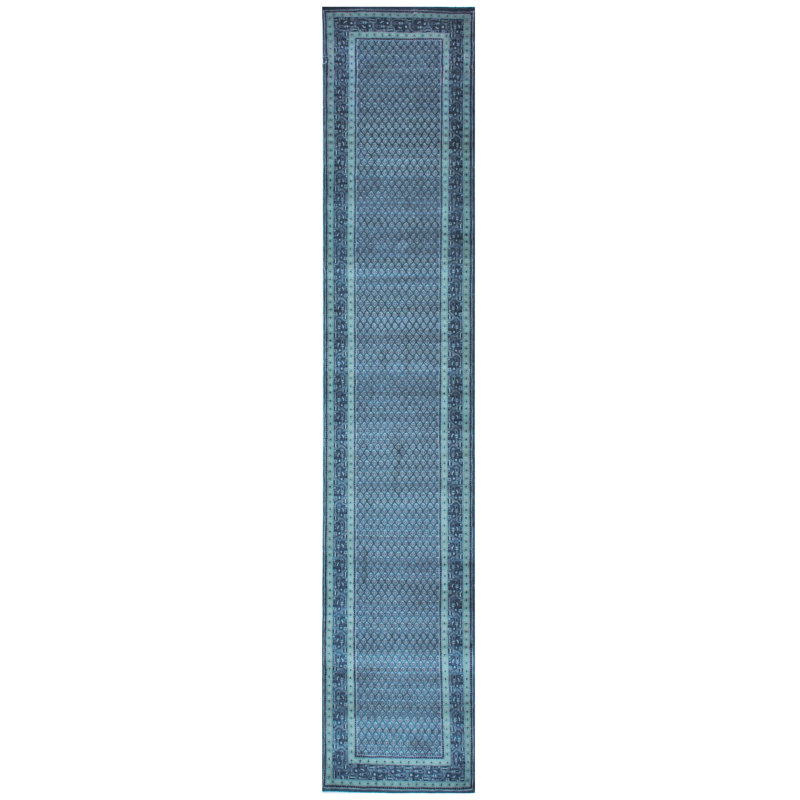 Hand-Knotted High-Quality Light Blue Area Rug, Runner 2'7" x 14'4"