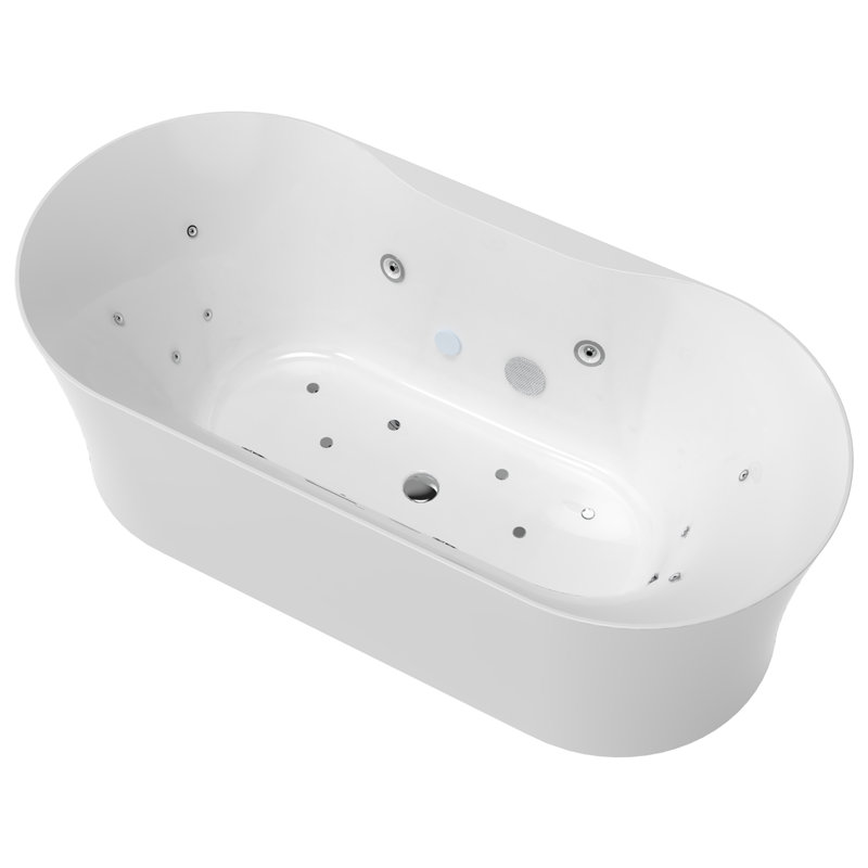 ANZZI Julia Series 67 In. Freestanding Acrylic Air And Whirlpool Bathtub With Touch Sensative Control And Chroma Lights