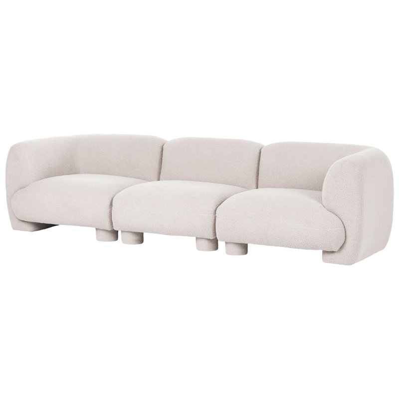 Ceonna 3 Seater Boucle Sofa, White Boucle, White