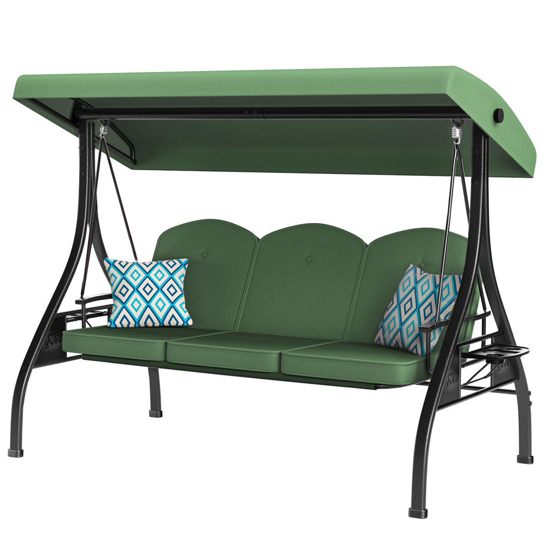 3 Seat Outdoor Porch Patio Swing With Adjustable Canopy Latitude Run® 