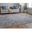 Tapis bleu / ivoire rectangulaire en polyester 4 pi x 6 pi fabriqué à la machine-97468385