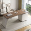 Bureau à 3 tiroirs brun noisette + beige massif massif + bois manufacturé-109080100-109080104