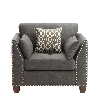 Chaise en lin gris anthracite Laurissa avec 3 coussins