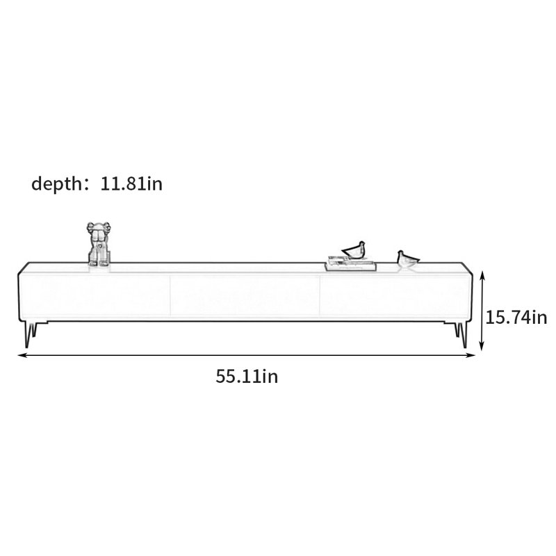 Meuble télé simple et moderne, 15.74"H x 55.11"L x 11.81"W