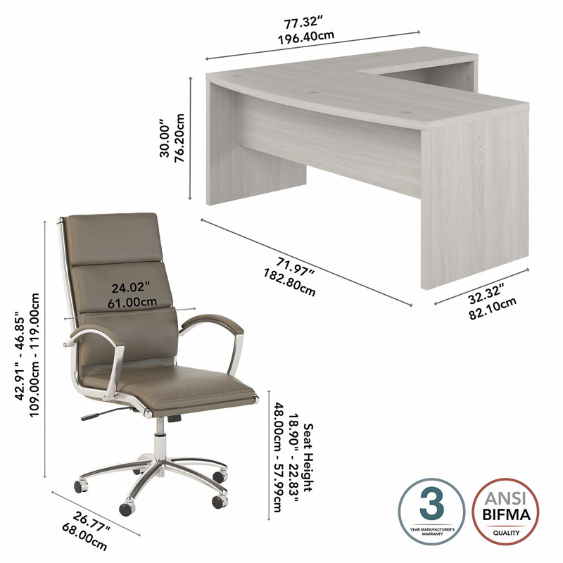 Echo 2 Piece Computer Desk Office Set, Gray Sand