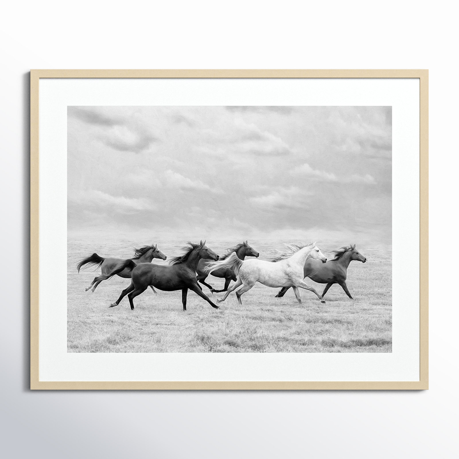 Horse Run I by PHBurchett, Brown, 33" H x 41" W