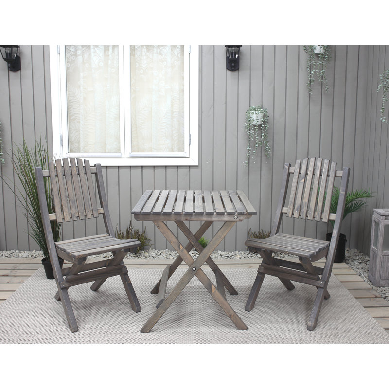 Klinger 2 - Person Wood Patio Dining Set with Square Table, Grey