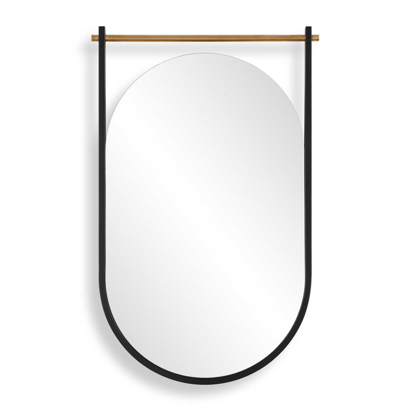 Miroir mural décoratif ovale allongé en métal