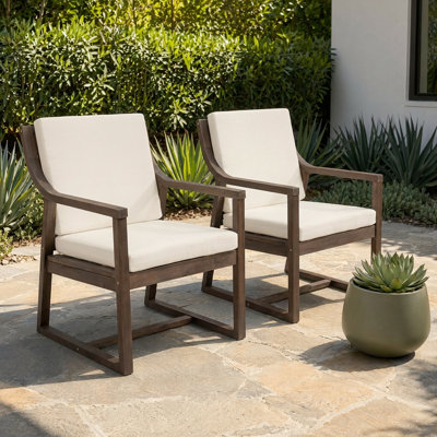 Weather-Resistant Outdoor Armchairs(Set Of 2) With Removable Cushions - Ideal For Patio Dining Sets
