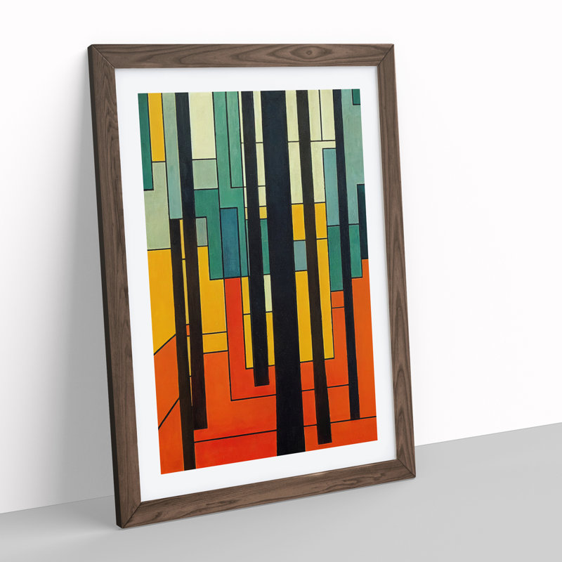 Abstract Block Forest - Single Picture Frame Print, 34cm H x 25cm W x 2cm D, Walnut