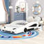 Lit de voiture de course simple avec roulettes, blanc et attrayant espace de couchage fonctionnel en forme de voiture