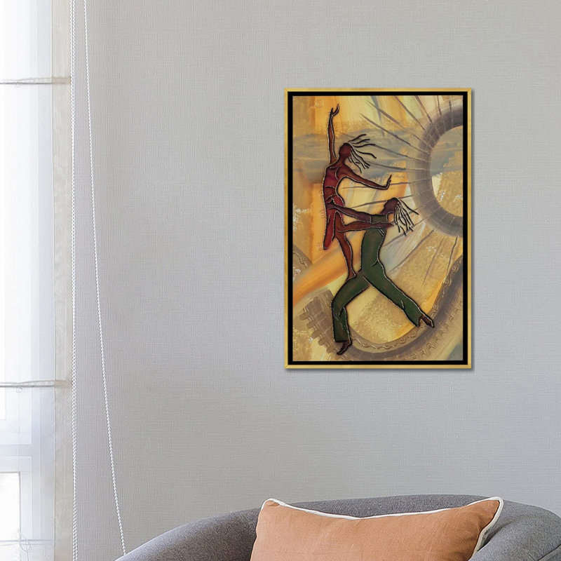 Danseurs par Fred Odle-impression, Pas de tapis, H 26 po x l 18 po x 1,5 po, Toile encadrée d'or
