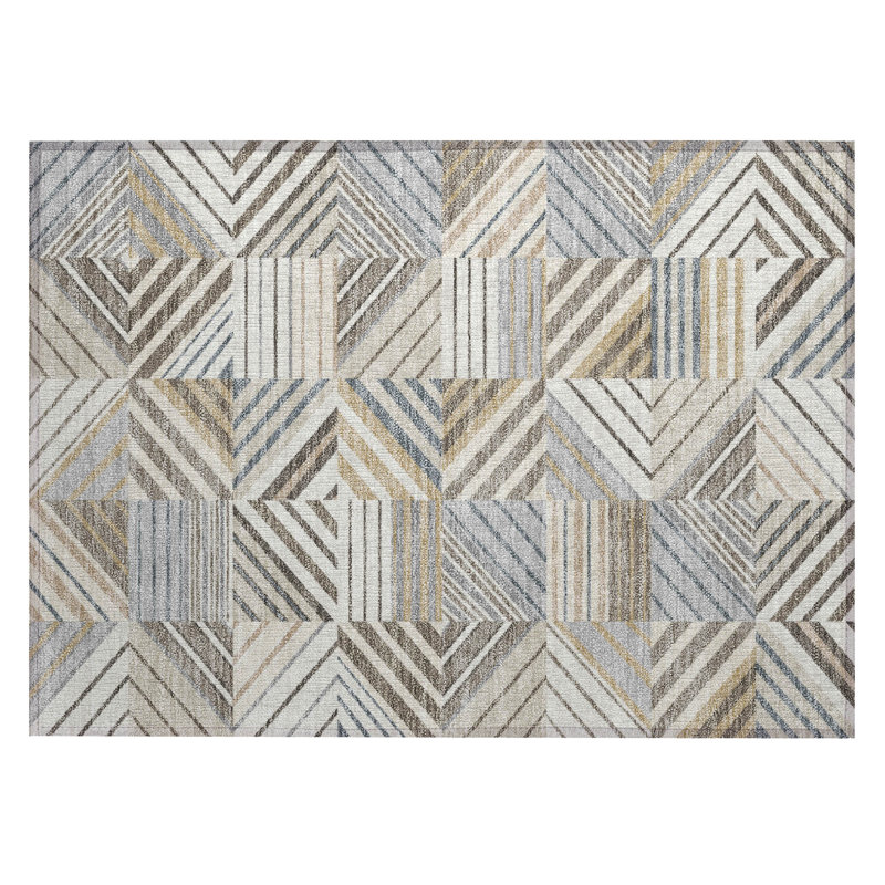 Machine Washable Indoor/Outdoor Lanphear ACN2399 Patchwork Rug, Rectangle 1'8" x 2'6"