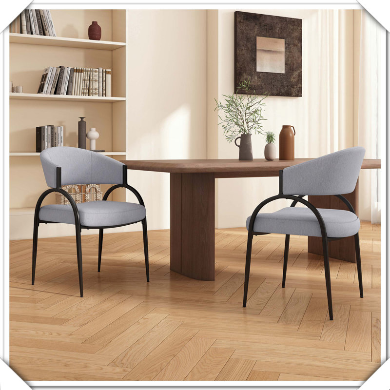 Chaise de salle à manger rembourrée 2 pièces avec pieds en métal élégants et robustes