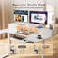 Bureau à hauteur ajustable en U de 55 po avec plateau à clavier, support pour moniteur ergonomique, table de support avec prises de courant et tiroirs pour la maison et le bureau-597052874