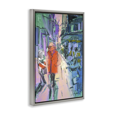 Strolling City Streets Framed Floater Canvas By June Erica Vess