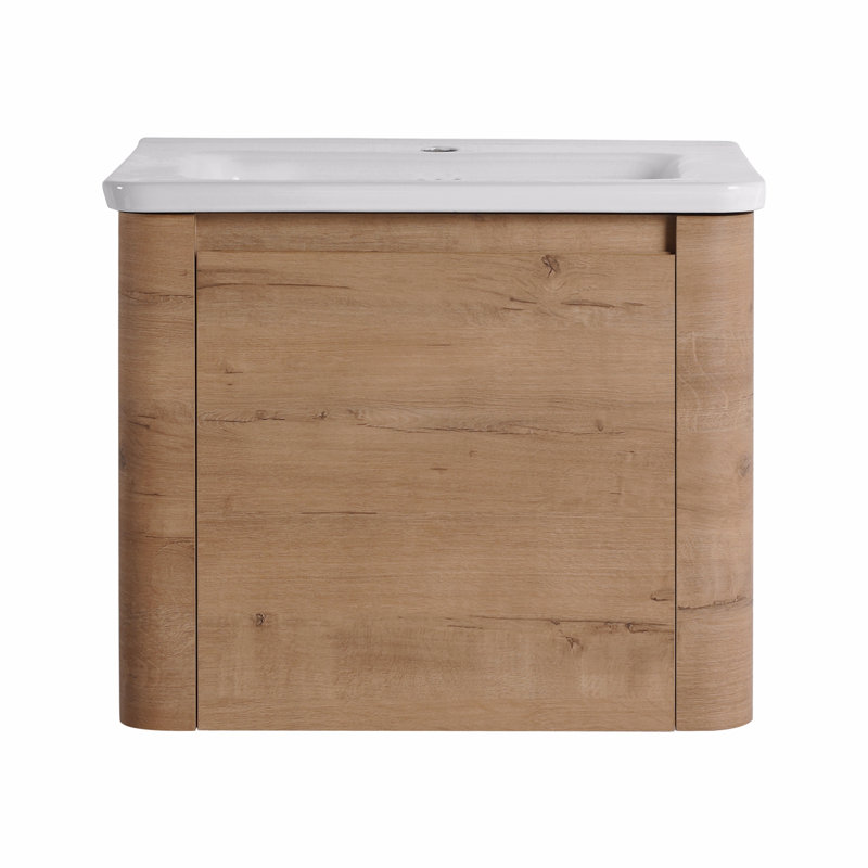 Meuble-lavabo mural avec lavabo en céramique blanche et porte à fermeture en douceur, 24"