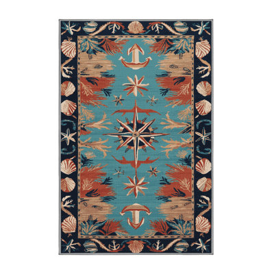 Washable Caribbean themes Nautical Area Rug