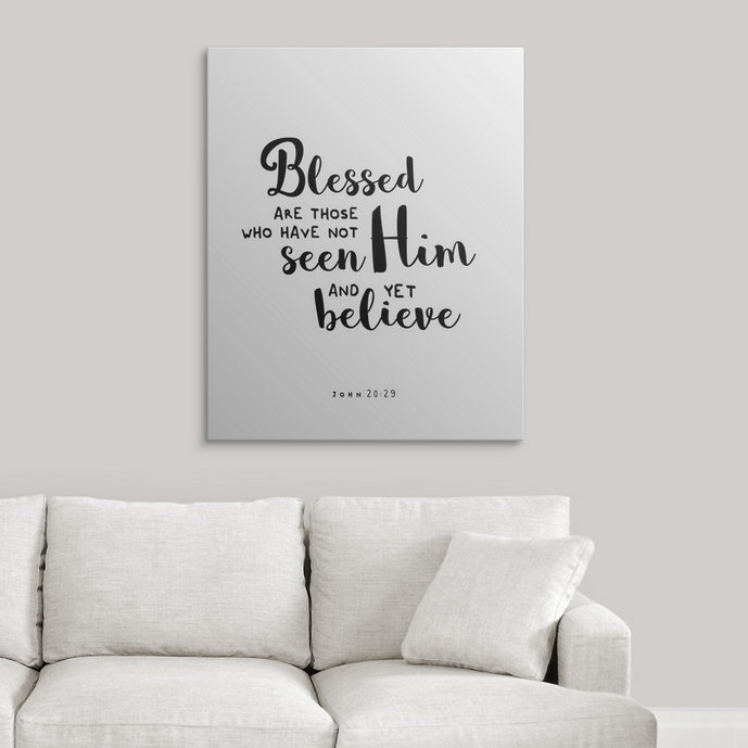 «John 20:29 - Scripture Art», art textuel, H 30 po x l 24 po x P 1,5 po, Toile