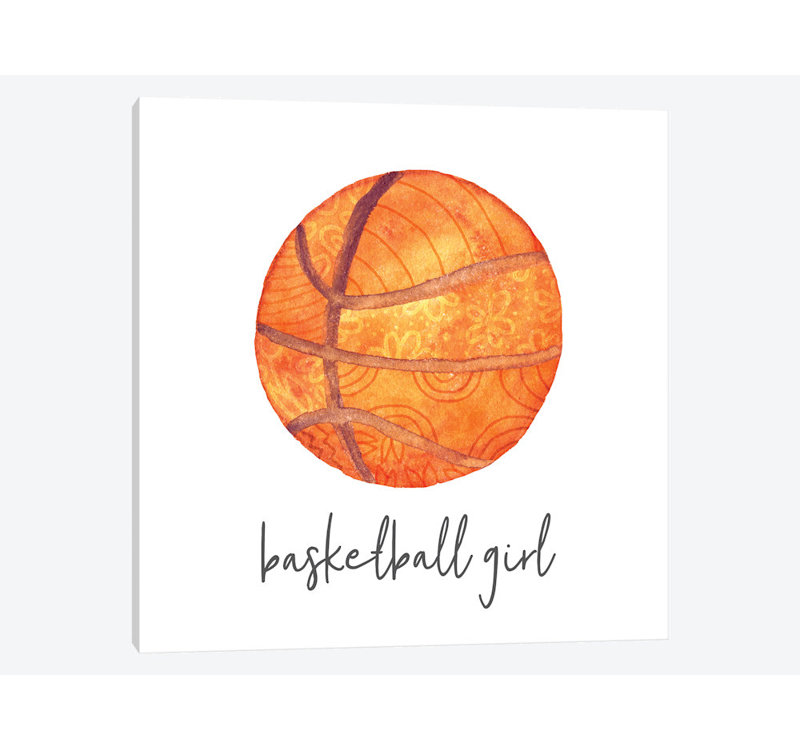 « sports fille basket basket », impression sur toile, H 48 po x l 48 po x P 1,5 po, Toile tendue, Pas de tapis
