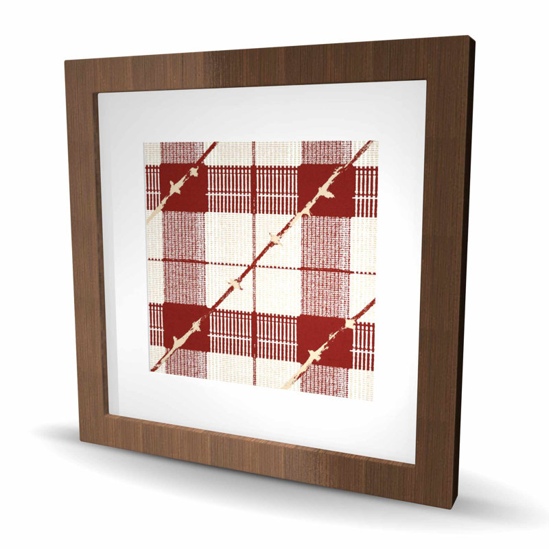 Red Square Pattern - Blue Framed Matted Print for Home Decor