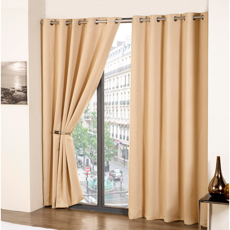 Lloyd Harbor Blackout Curtain Pair, Beige, 168 W x 229 D cm